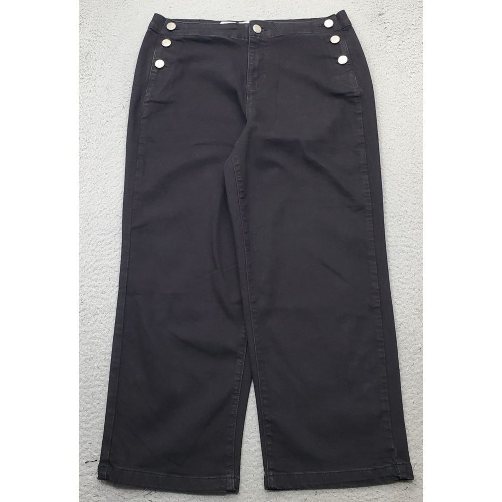 Nicole Miller Nomad Jeans Women 12 Black Stretch High Rise Wide Leg Streetwear
